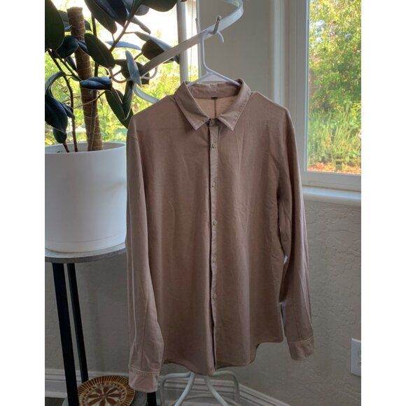 Mens Lululemon Beige Button-Up Long Sleeve Twill Stretch Shirt L/XL Nude 7328 - Picture 10 of 10